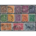 GERMANY - 1921 Definitives short set of 13, network wmk, used – Michel # ex.180-196