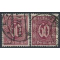 GERMANY - 1921 60pf carmine Official, both listed shades, used – Michel # D66a+D66b