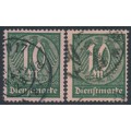 GERMANY - 1921 10Mk green Official, both listed shades, used – Michel # D68a+D68b