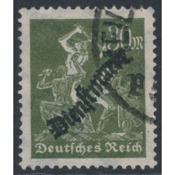 GERMANY - 1923 30Mk deep olive Miner o/p Dienstmarke, used – Michel # D76