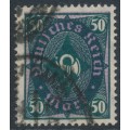 GERMANY - 1922 50Mk deep green/violet Posthorn, thin numerals, used – Michel # 209b