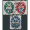 GERMANY - 1925 Coats of Arms Charity set of 3, used – Michel # 375-377