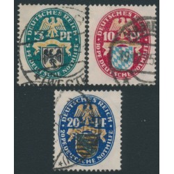 GERMANY - 1925 Coats of Arms Charity set of 3, used – Michel # 375-377