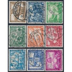 GERMANY - 1933 Richard Wagner Operas set of 9, used – Michel # 499-507