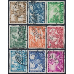 GERMANY - 1933 Richard Wagner Operas set of 9, used – Michel # 499-507
