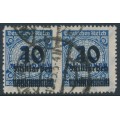 GERMANY - 1923 10Milliarden on 20Millionen blue Numeral, rouletted pair, used – Michel # 335B