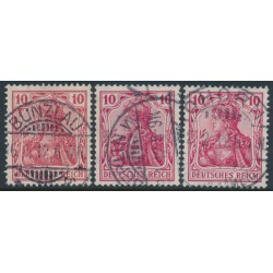 GERMANY - 1905 10pf red Germania, the three listed shades, used – Michel # 86Ia+86Ib+86Ic GERMANY - 1905 10pf red Germania, the three listed shades, used – Michel # 86Ia+86Ib+86Ic