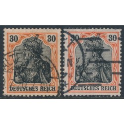 GERMANY - 1915 30pf orange/black Germania, both shades, used – Michel # 89IIx+89IIy GERMANY - 1915 30pf orange/black Germania, both shades, used – Michel # 89IIx+89IIy