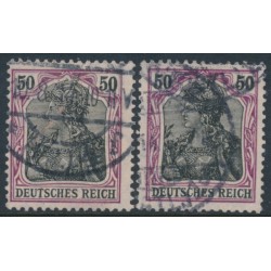 GERMANY - 1906 50pf purple/black Germania, both shades, used – Michel # 91Ix+91Iy