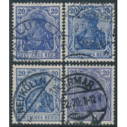 GERMANY - 1915 20pf blue Germania, the four listed shades, used – Michel # 87IIa-87IId GERMANY - 1915 20pf blue Germania, the four listed shades, used – Michel # 87IIa-87IId