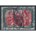GERMANY - 1906 5Mk green/carmine DEUTSCHES REICH, used – Michel # 97AIa