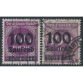 GERMANY - 1923 100Tausend on 100Mk purple, both listed shades, used – Michel # 289a+289b