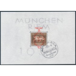 GERMANY - 1937 Brown Ribbon Horse Race M/S with overprint, used – Michel # Block 10