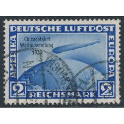 GERMANY - 1933 2RM blue Graf Zeppelin, o/p Chicagofahrt, used – Michel # 497