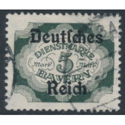 GERMANY - 1920 5Mk grey-black Bavarian Official o/p Deutsches Reich, used – Michel # D51