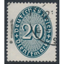 GERMANY - 1927 20pf green Numeral Official, sideways watermark, used – Michel # D119Y GERMANY - 1927 20pf green Numeral Official, sideways watermark, used – Michel # D119Y
