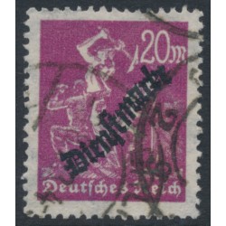 GERMANY - 1923 20Mk Miner o/p Dienstmarke, sideways watermark, used – Michel # D75Y