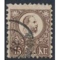 HUNGARY - 1871 15 Kr brown Emperor Franz Josef (engraved), used – Michel # 12a HUNGARY - 1871 15 Kr brown Emperor Franz Josef (engraved), used – Michel # 12a