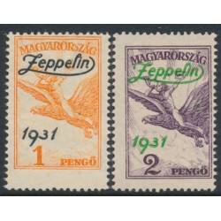 HUNGARY - 1931 1P orange & 2P violet Turul airmail o/p Zeppelin, MH – Michel # 478-479 HUNGARY - 1931 1P orange & 2P violet Turul airmail o/p Zeppelin, MH – Michel # 478-479