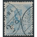 HUNGARY - 1901 2Kr grey-blue/black Emperor, perf. 12:11½, crown in circle watermark, used – Michel # 68A HUNGARY - 1901 2Kr grey-blue/black Emperor, perf. 12:11½, crown in circle watermark, used – Michel # 68A