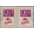 HUNGARY - 1949 1Ft+1Ft purple/red Pushkin perf. & imperf. M/S, used – Michel # Block 14A+14B HUNGARY - 1949 1Ft+1Ft purple/red Pushkin perf. & imperf. M/S, used – Michel # Block 14A+14B