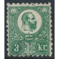 HUNGARY - 1871 3Kr blue-green Emperor Franz Josef (engraved printing), used – Michel # 9b HUNGARY - 1871 3Kr blue-green Emperor Franz Josef (engraved printing), used – Michel # 9b