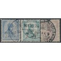 HUNGARY - 1901 2Kr-5Kr Emperor, perf. 12:11½, crown in circle watermark, used – Michel # 68A-70A HUNGARY - 1901 2Kr-5Kr Emperor, perf. 12:11½, crown in circle watermark, used – Michel # 68A-70A