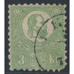 HUNGARY - 1871 3Kr green Emperor Franz Josef (lithographed), used – Michel # 2