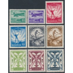 HUNGARY - 1933 10f to 5P Airmail set of 9, MNH – Michel # 502-510