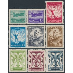 HUNGARY - 1933 10f to 5P Airmail set of 9, MH – Michel # 502-510