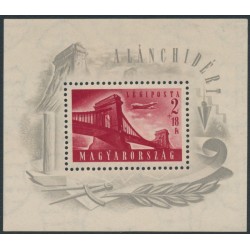 HUNGARY - 1948 2Ft+18Ft carmine Chain Bridge M/S, MNH – Michel # Block 12