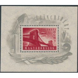 HUNGARY - 1948 2Ft+18Ft carmine Chain Bridge M/S, MNH – Michel # Block 12