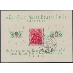 HUNGARY - 1938 20f carmine St. Stephen (Szent István) M/S, used – Michel # Block 2