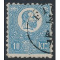 HUNGARY - 1871 10Kr blue Emperor Franz Josef (lithographed), used – Michel # 4a HUNGARY - 1871 10Kr blue Emperor Franz Josef (lithographed), used – Michel # 4a