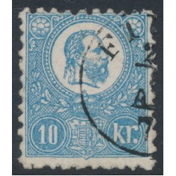 HUNGARY - 1871 10Kr blue Emperor Franz Josef (lithographed), used – Michel # 4a
