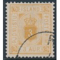 ICELAND - 1882 3a yellow-orange Numeral, perf. 14:13½, ÞJÓNUSTU (Official), used – Facit # TJ4b