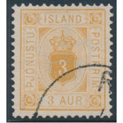 ICELAND - 1882 3a yellow-orange Numeral, perf. 14:13½, ÞJÓNUSTU (Official), used – Facit # TJ4b