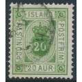 ICELAND - 1876 20a green Numeral, perf. 14:13½, ÞJÓNUSTU, used – Facit # TJ8b