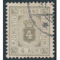 ICELAND - 1900 4a grey Numeral, perf. 12¾, ÞJÓNUSTU, used – Facit # TJ11