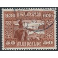 ICELAND - 1930 50aur red-brown/brown Anniversary of the Althing, used – Facit # 183