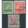ICELAND - 1936 7a to 50a Kings set of 3 o/p Þjónusta (Officials) set of 3, used – Facit # TJ56-TJ58