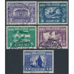 ICELAND - 1930 3aur to 15aur Anniversary of the Althing, used – Facit # 173-177