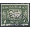 ICELAND - 1930 1Kr green Anniversary of the Althing, used – Facit # 184 ICELAND - 1930 1Kr green Anniversary of the Althing, used – Facit # 184