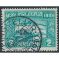 ICELAND - 1930 2Kr emerald Anniversary of the Althing, used – Facit # 185 ICELAND - 1930 2Kr emerald Anniversary of the Althing, used – Facit # 185