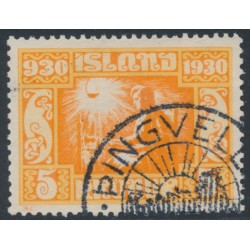 ICELAND - 1930 5Kr orange Anniversary of the Althing, used – Facit # 186
