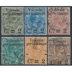 ITALY - 1890 2c Newspaper Stamp o/p on Parcel Stamps set of 6, used – Michel # 61-66
