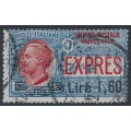 ITALY - 1924 1.60L on 1.20L blue/red Express Stamp, used – Michel # 205