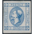 ITALY - 1863 15c blue King Vittorio Emmanuele II, imperf., type I, MNG – Michel # 15I