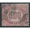 ITALY - 1875 5L purple-red Official, used – Michel # D7 ITALY - 1875 5L purple-red Official, used – Michel # D7