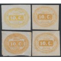 ITALY - 1863 10c Postage Due in four different shades, MNG – Michel # P1a-P1d ITALY - 1863 10c Postage Due in four different shades, MNG – Michel # P1a-P1d